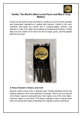 Vanilla - The World’s Most Loved Flavor and Why It Truly Matters
