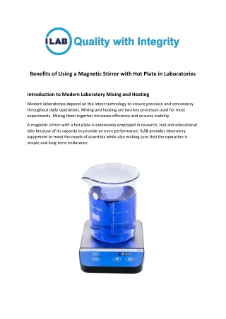 Budget-Friendly Magnetic Stirrer with Hot Plate for Laboratory Requirements