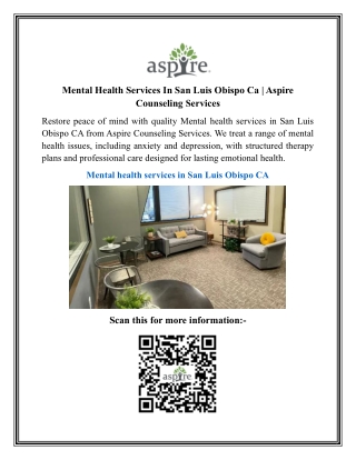 Mental Health Services In San Luis Obispo Ca  Aspire Counseling Services