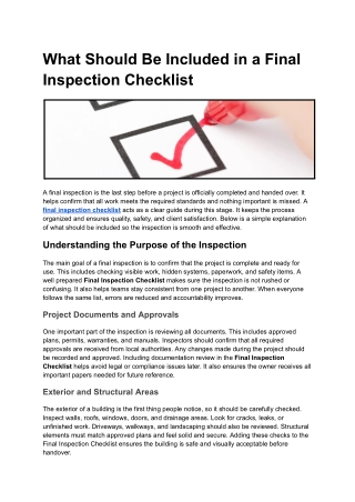 Final Inspection Checklist Guide for Accurate Project Review
