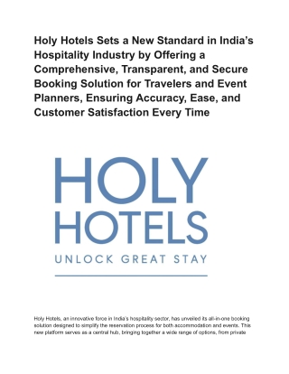 Holy Hotels sets new standard with transparent, secure bookings for travelers