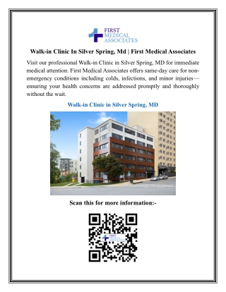 Walk-in Clinic In Silver Spring, Md  First Medical Associates