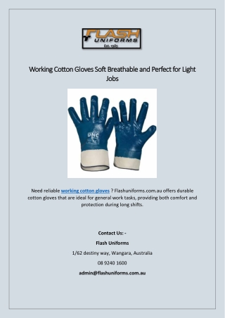 Working Cotton Gloves Soft Breathable and Perfect for Light Jobs