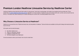 Premium London Heathrow Limousine Service by Heathrow Carrier