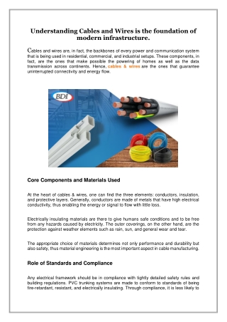 Understanding Cables and Wires is the foundation of modern infrastructure