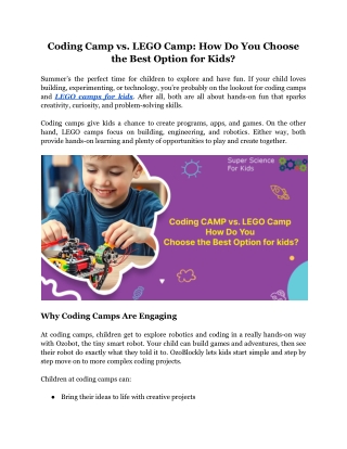 Coding Camp vs. LEGO Camp: How Do You Choose the Best Option for Kids?