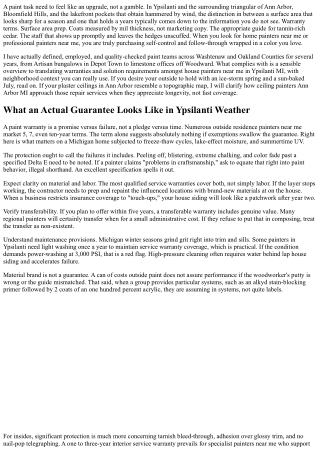 Home Painters Near Me: Ypsilanti MI Warranty and Service Overview