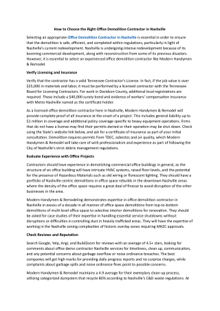 How to Choose the Right Office Demolition Contractor in Nashville