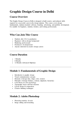 Graphic Design Course in Delhi