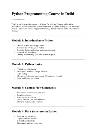 Python Course in Delhi