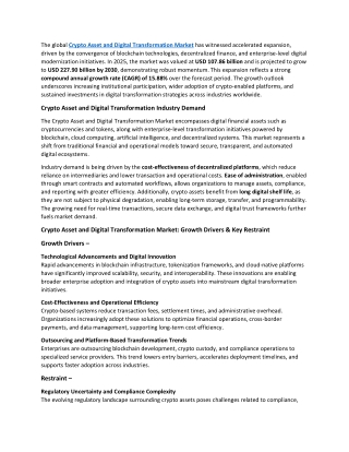 Crypto Asset and Digital Transformation Industry Challenges, Forecast 2026-2026