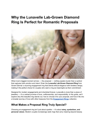 Why the Lunavelle Lab-Grown Diamond Ring Is Perfect for Romantic Proposals