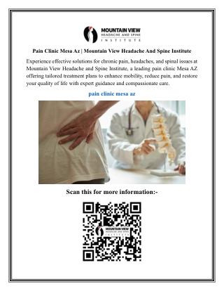 Pain Clinic Mesa Az  Mountain View Headache And Spine Institute