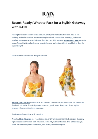 Resort-Ready: What to Pack for a Stylish Getaway with RAIN