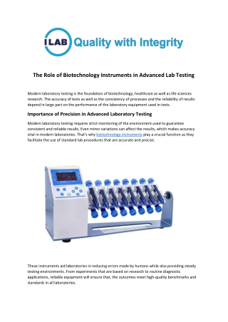 Top Biotechnology Instruments Supplier