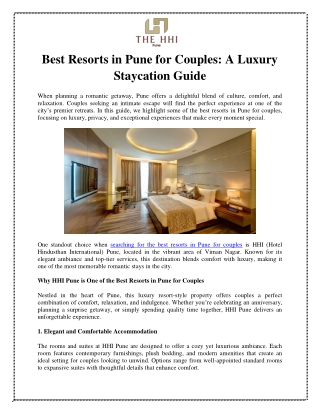 Best Resorts in Pune for Couples A Luxury Staycation Guide