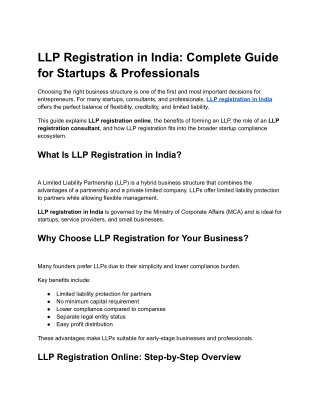 LLP Registration in India Complete Guide for Startups & Professionals