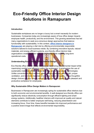 Eco-Friendly Office Interior Design Solutions in Ramapuram