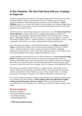 Full Stack Software Training in Nagercoil