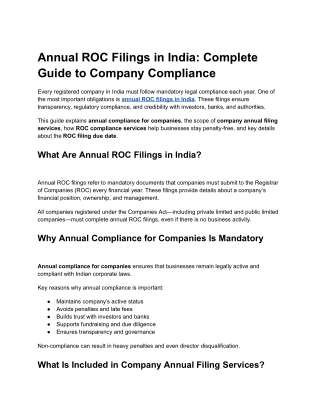 Annual ROC Filings in India Complete Guide to Company Compliance