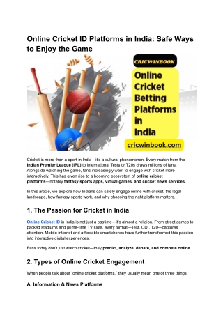Online Cricket Platforms in India_ Safe Ways to Enjoy the Game