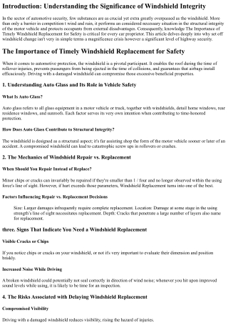 The Importance of Timely Windshield Replacement for Safety