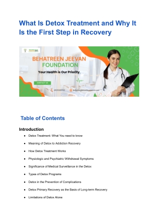 What Is Detox Treatment and Why It Is the First Step in Recovery