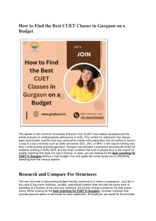 How to Find the Best CUET Classes in Gurgaon on a Budget