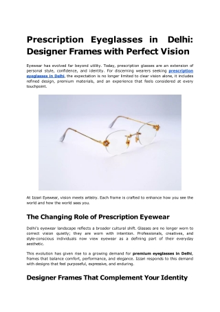 Prescription Eyeglasses in Delhi_ Designer Frames with Perfect Vision