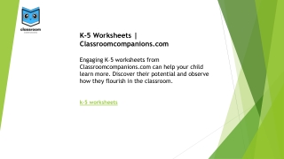 K-5 Worksheets | Classroomcompanions.com