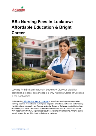 BSc Nursing fees in Lucknow