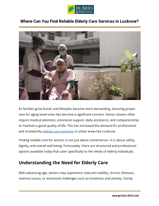 Elderly care services in Lucknow
