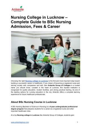 Nursing college in Lucknow