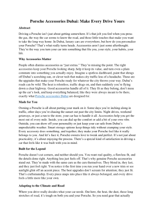 Porsche Accessories in Dubai: Make Every Drive Yours