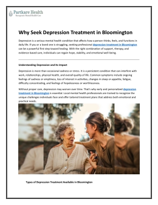 Why Seek Depression Treatment in Bloomington