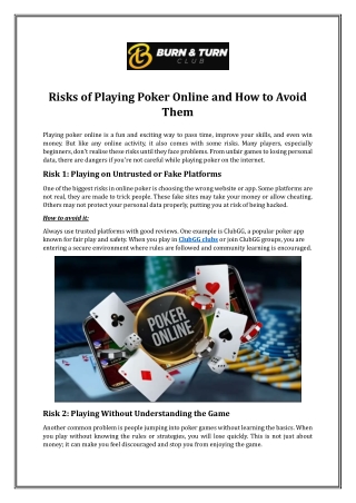 Risks of Playing Poker Online and How to Avoid Them