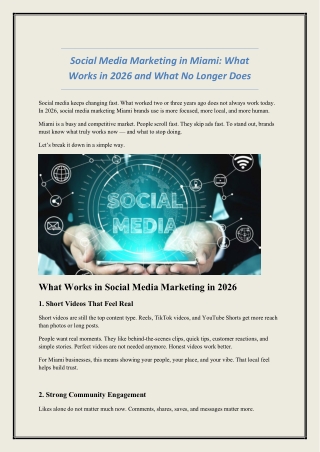 Social Media Marketing in Miami - What Works in 2026 and What No Longer Does