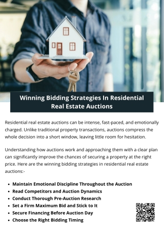 Winning Bidding Strategies In Residential Real Estate Auctions
