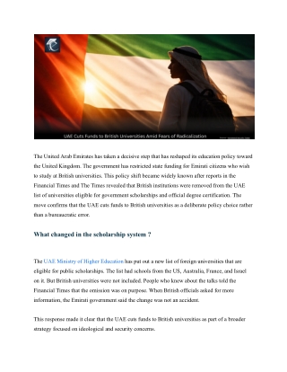 UAE Cuts Funds to British Universities Amid Fears of Radicalization The United