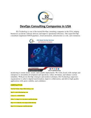DevOps Consulting Companies in USA - D2i Technology