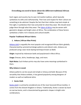 Everything you need to know about the different traditional African fabrics