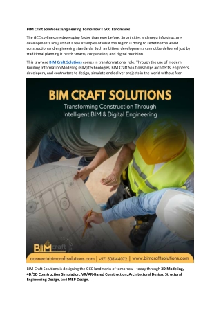 BIM Craft Solutions - Engineering Tomorrow's GCC Landmarks