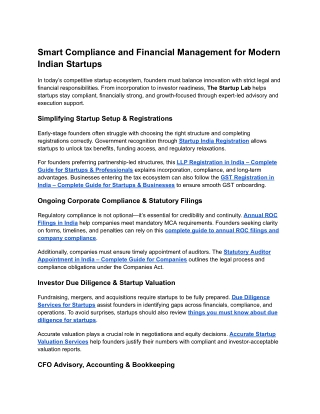 Smart Compliance and Financial Management for Modern Indian Startups