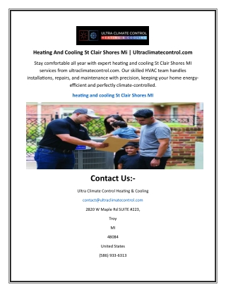 Heating And Cooling St Clair Shores Mi | Ultraclimatecontrol.com