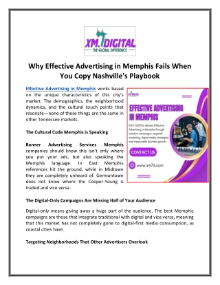 Why Effective Advertising in Memphis Fails When You Copy Nashville's Playbook