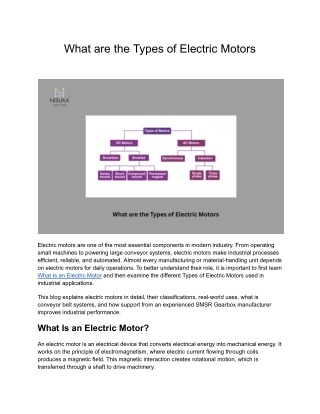 What are the Types of Electric Motors