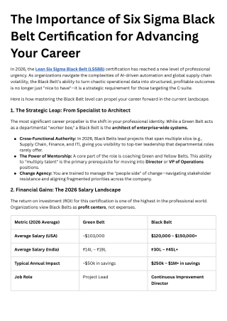 The Importance of Six Sigma Black Belt Certification for Advancing Your Career