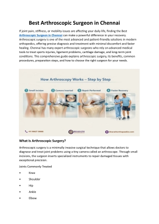Best Arthroscopic Surgeon in Chennai