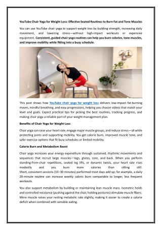 YouTube Chair Yoga for Weight Loss  Effective Seated Routines to Burn Fat and Tone Muscles