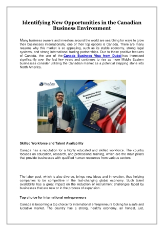 Identifying New Opportunities in the Canadian Business Environment